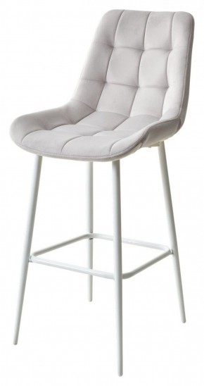 Барный стул ХОФМАН, цвет H-09 Светло-серый, велюр / белый каркас М-City в Тобольске - tobolsk.ok-mebel.com | фото 1