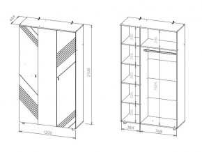 БАЙКАЛ Шкаф трехстворчатый (Графит/Дуб золотой) в Тобольске - tobolsk.ok-mebel.com | фото 3