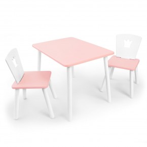 Детский комплект стол и два стула «Корона» Rolti Baby (розовый/розовый, массив березы/мдф) в Тобольске - tobolsk.ok-mebel.com | фото