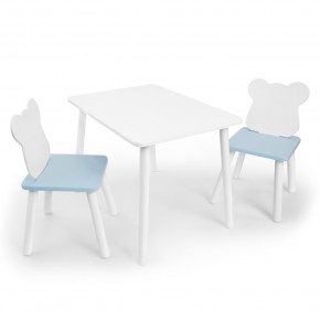Детский комплект стол и два стула «Мишка» Rolti Baby (белый/голубой, массив березы/мдф) в Тобольске - tobolsk.ok-mebel.com | фото