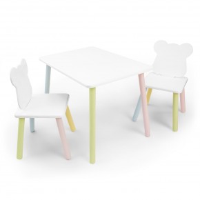 Детский комплект стол и два стула «Мишка» Rolti Baby (белый/цветной, массив березы/мдф) в Тобольске - tobolsk.ok-mebel.com | фото