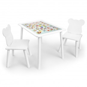 Детский комплект стол и два стула Мишка Rolti Baby с накладкой Алфавит (белая столешница/белое сиденье/белые ножки) в Тобольске - tobolsk.ok-mebel.com | фото 1