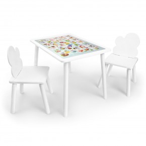 Детский комплект стол и два стула Облачко Rolti Baby с накладкой Алфавит (белая столешница/белое сиденье/белые ножки) в Тобольске - tobolsk.ok-mebel.com | фото