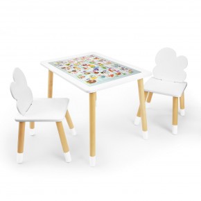 Детский комплект стол и два стула Облачко Rolti Baby с накладкой Алфавит (белая столешница/белое сиденье/береза ножки) в Тобольске - tobolsk.ok-mebel.com | фото