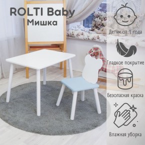 Детский комплект стол и стул «Мишка» Rolti Baby  (голубая столешница/голубое сиденье/белые ножки) в Тобольске - tobolsk.ok-mebel.com | фото