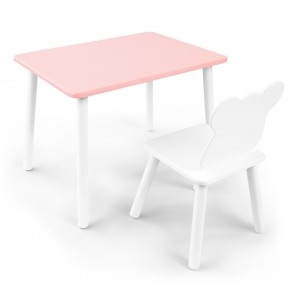 Детский комплект стол и стул «Мишка» Rolti Baby (розовый/белый, массив березы/мдф) в Тобольске - tobolsk.ok-mebel.com | фото 1