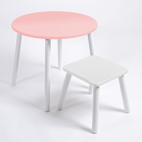 Детский комплект стол КРУГЛЫЙ  и табурет Rolti Baby (розовая столешница/белое сиденье/белые ножки) в Тобольске - tobolsk.ok-mebel.com | фото