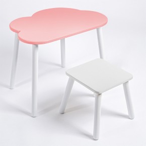 Детский комплект стол ОБЛАЧКО  и табурет Rolti Baby (розовая столешница/белое сиденье/белые ножки) в Тобольске - tobolsk.ok-mebel.com | фото