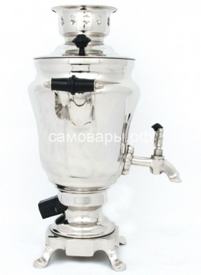 Электрический самовар из латуни никелированный на 1,5 литра форма "Тюльпан" с защитой от выкипания в Тобольске - tobolsk.ok-mebel.com | фото 3