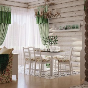 Комлект Вествик обеденный стол и четыре стула, массив сосны, цвет белый в Тобольске - tobolsk.ok-mebel.com | фото 1