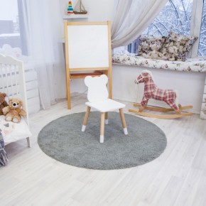Комплект детский стол КРУГЛЫЙ и два стула МИШКА ROLTI Baby (белая столешница/белое сиденье/береза ножки) в Тобольске - tobolsk.ok-mebel.com | фото