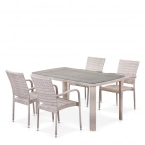 Комплект плетеной мебели T256C/Y376C-W85 Latte (4+1) + подушки на стульях в Тобольске - tobolsk.ok-mebel.com | фото 1