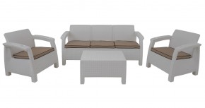Комплект уличной мебели Yalta Premium Terrace Triple Set (Ялта) белый (+подушки под спину) в Тобольске - tobolsk.ok-mebel.com | фото