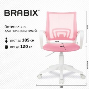 Кресло BRABIX "Fly MG-396W", с подлокотниками, пластик белый, сетка, розовое, 533008 в Тобольске - tobolsk.ok-mebel.com | фото 5