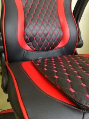Кресло геймерское Barneo K-37 (черная экокожа красные вставки) в Тобольске - tobolsk.ok-mebel.com | фото