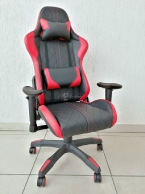 Кресло геймерское Barneo K-52 (черная экокожа красные вставки) в Тобольске - tobolsk.ok-mebel.com | фото