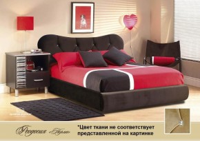 Кровать 1400 Феодосия со стразами в ткани "Конфетти кофе" (коричневый) серия Норма (+основание на опорах) в Тобольске - tobolsk.ok-mebel.com | фото