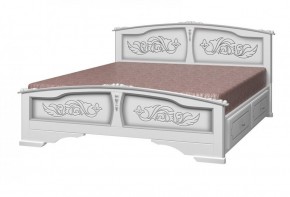 ЕЛЕНА Кровать из массива 1600 (Белый жемчуг) с 2-мя ящиками в Тобольске - tobolsk.ok-mebel.com | фото