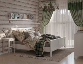 Кровать Кантри двухспальная 160х200, массив сосны, цвет белый в Тобольске - tobolsk.ok-mebel.com | фото