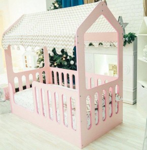Кровать-домик без ящика 800*1600 (Розовый) в Тобольске - tobolsk.ok-mebel.com | фото