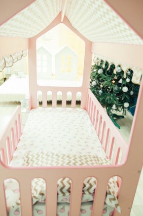 Кровать-домик без ящика 800*1600 (Розовый) в Тобольске - tobolsk.ok-mebel.com | фото 3