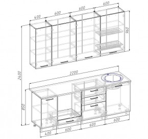 Кухонный гарнитур Шимо 2200 h950 (Стол. 38мм) в Тобольске - tobolsk.ok-mebel.com | фото 2