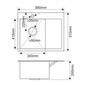 Мойка HD5851L MELANA ProfLine 3,0/200 САТИН врезная прямоугольная с коландером HD5851L в Тобольске - tobolsk.ok-mebel.com | фото 2