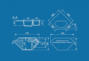 Мойка кухонная ULGRAN U-409 (970*500) в Тобольске - tobolsk.ok-mebel.com | фото 2