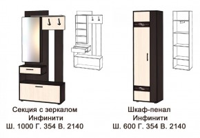 ИНФИНИТИ Прихожая (Секция с зеркалом + шкаф-пенал) в Тобольске - tobolsk.ok-mebel.com | фото 3