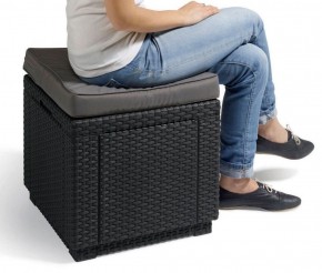 Пуфик Куб с подушкой (Cube with cushion) графит - прохладный серый в Тобольске - tobolsk.ok-mebel.com | фото 2