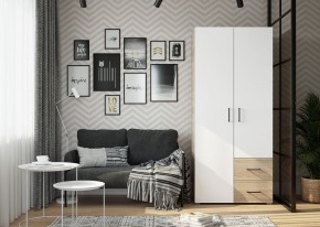 Шкаф 2-х створчатый с ящиками VICTOR (Сонома-Белый) в Тобольске - tobolsk.ok-mebel.com | фото 3