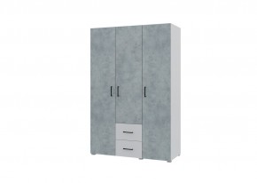 Шкаф 3-х створчатый с ящиками VICTOR (Белый-Бетон) в Тобольске - tobolsk.ok-mebel.com | фото