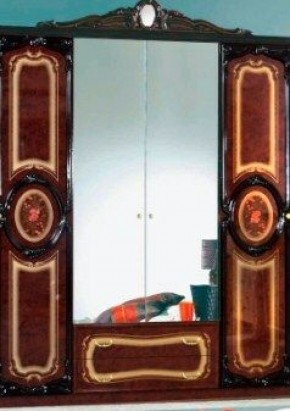 Шкаф 4-х дверный с зеркалами (01.144) Роза (могано) в Тобольске - tobolsk.ok-mebel.com | фото