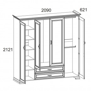 Шкаф 4D2S Z, TIFFANY, цвет вудлайн кремовый в Тобольске - tobolsk.ok-mebel.com | фото