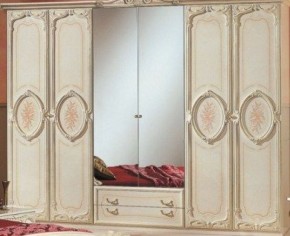 Шкаф 6-и дверный с зеркалами (01.146) Роза (беж) в Тобольске - tobolsk.ok-mebel.com | фото