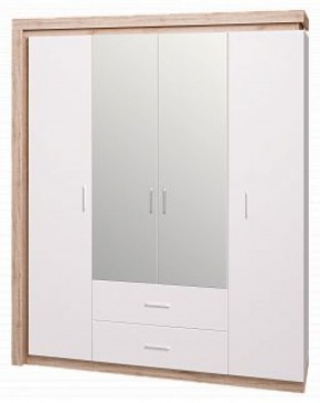 Шкаф для одежды с ящиками 4-х створчатый с зеркалом Люмен 16 в Тобольске - tobolsk.ok-mebel.com | фото 1