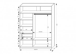 Шкаф-купе 1500 серии NEW CLASSIC K2+K2+B2+PL2(2 ящика+1 штанга+1 полка) профиль «Капучино» в Тобольске - tobolsk.ok-mebel.com | фото 3