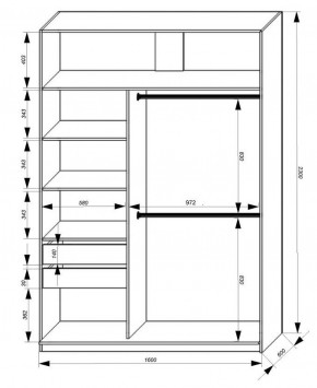 Шкаф-купе 1600 серии SOFT D8+D2+B2+PL4 (2 ящика+F обр.штанга) профиль «Графит» в Тобольске - tobolsk.ok-mebel.com | фото 2