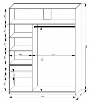 Шкаф-купе 1800 серии SOFT D1+D3+B2+PL1 (2 ящика+1штанга) профиль «Графит» в Тобольске - tobolsk.ok-mebel.com | фото 3