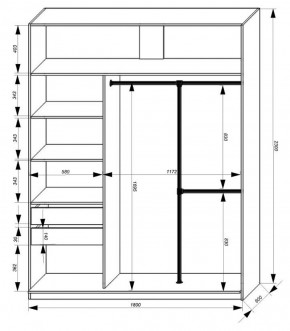 Шкаф-купе 1800 серии SOFT D8+D2+B2+PL4 (2 ящика+F обр.штанга) профиль «Графит» в Тобольске - tobolsk.ok-mebel.com | фото 3