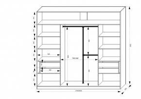 Шкаф-купе 2150 серии NEW CLASSIC K4+K4+K4+B22+PL4(по 2 ящика лев/прав+F обр.штанга) профиль «Капучино» в Тобольске - tobolsk.ok-mebel.com | фото 3