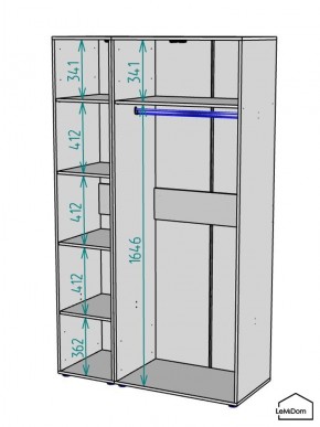 Шкаф Linnea MHR-3-1 2050х1200х510 (Белый-М 11.1.2) в Тобольске - tobolsk.ok-mebel.com | фото 3
