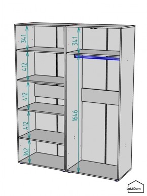 Шкаф Linnea MHR-4-1 2050х1600х510 (Белый-М 11.1.2) в Тобольске - tobolsk.ok-mebel.com | фото 3