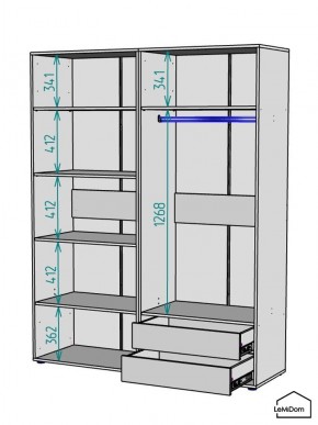 Шкаф Linnea MHR-4PO-2 2050х1600х510 (Белый-М 11.1.2) в Тобольске - tobolsk.ok-mebel.com | фото 3