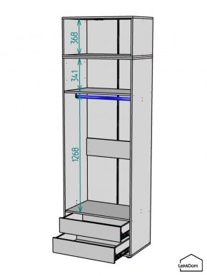 Шкаф с антресолью Linnea MHR-2A-3 2450х800х510 (Графит-М 11.1.25) в Тобольске - tobolsk.ok-mebel.com | фото 3