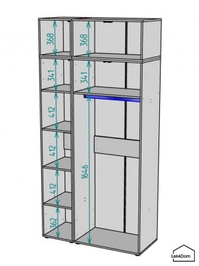 Шкаф с антресолью Linnea MHR-3A-1 2450х1200х510 (Графит-М 11.1.25) в Тобольске - tobolsk.ok-mebel.com | фото 3