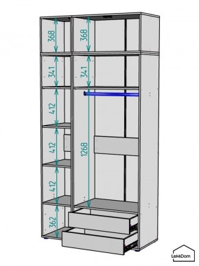 Шкаф с антресолью Linnea MHR-3A-2 2450х1200х510 (Белый-М 11.1.1) в Тобольске - tobolsk.ok-mebel.com | фото 3