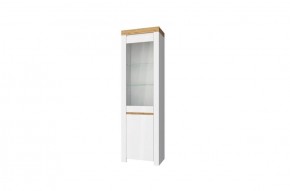 Шкаф с витриной  1V1D, TAURUS, цвет белый/дуб вотан в Тобольске - tobolsk.ok-mebel.com | фото 1