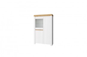 Шкаф с витриной 1V2D, TAURUS, цвет белый/дуб вотан в Тобольске - tobolsk.ok-mebel.com | фото 1