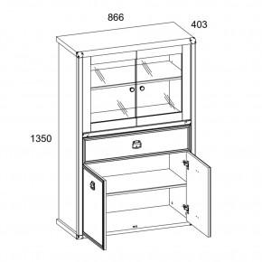 Шкаф с витриной 2V2D1SL, MAGELLAN, цвет Сосна винтаж в Тобольске - tobolsk.ok-mebel.com | фото 3